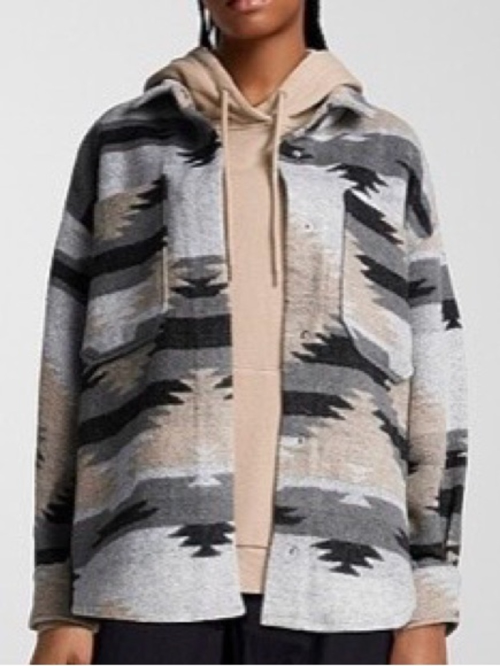 26 International Women's Geometric pattern felted overshirt